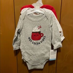 Hudson Baby Gray and Red Hot Cocoa Vibes Bodysuit
